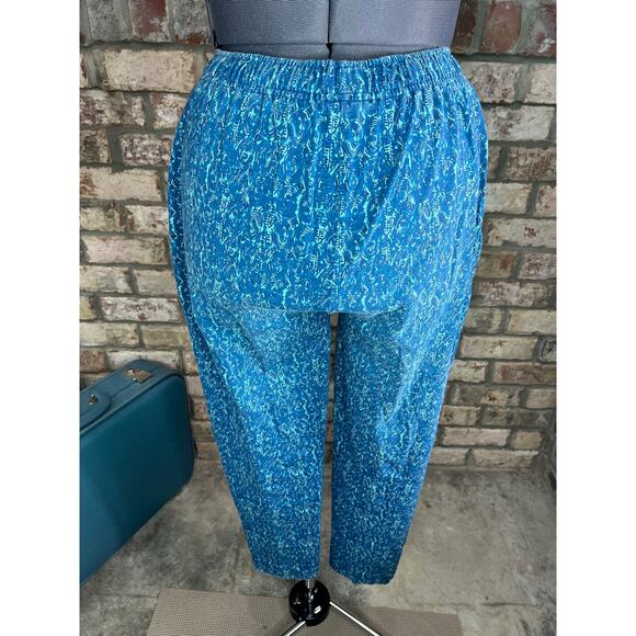 Eddie Bauer pants geometric pattern blue green elastic waist - Picture 6 of 10